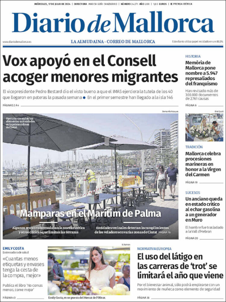 Portada de Diario de Mallorca (España)