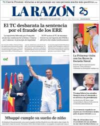 Portada de La Razón (España)