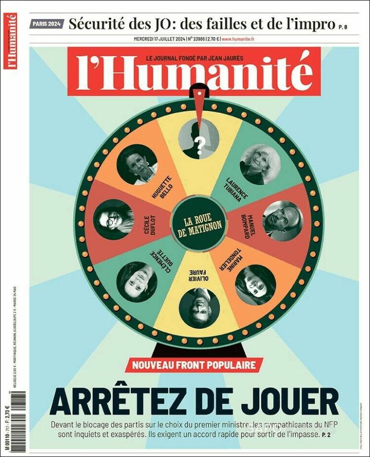 Portada de l'Humanite (Francia)
