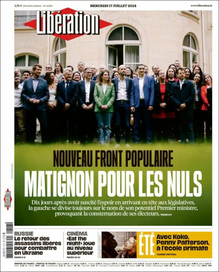 Portada de Libération (Francia)