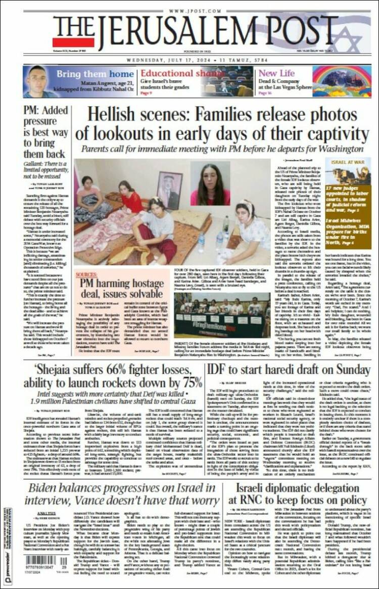 Portada de The Jerusalem Post (Israel)