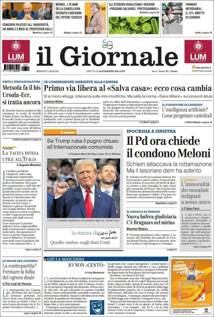 Portada de il Giornale (Italia)