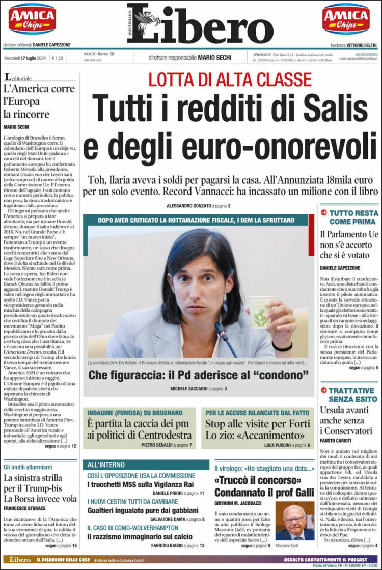 Portada de Libero (Italia)