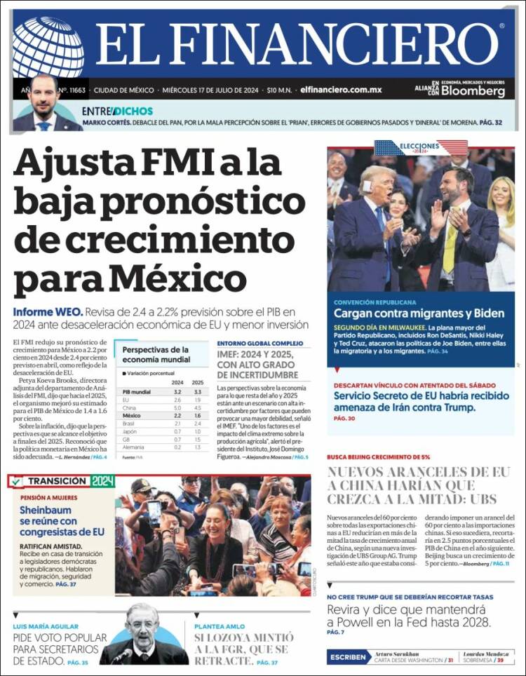 Portada de El Financiero (M&eacute;xico)