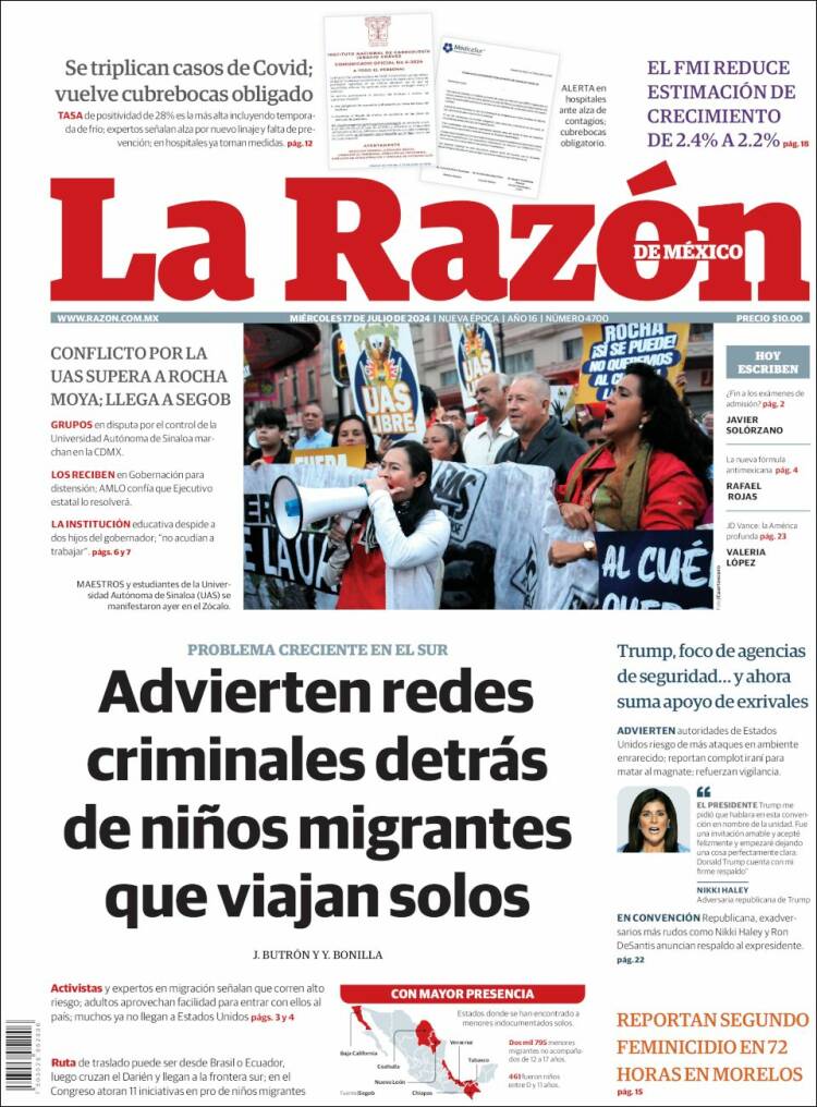 Portada de La Razón (M&eacute;xico)