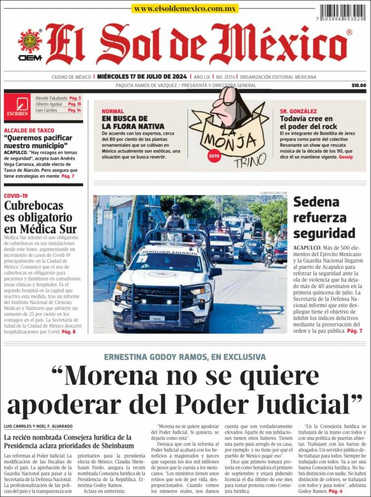 Portada de El Sol de México (M&eacute;xico)