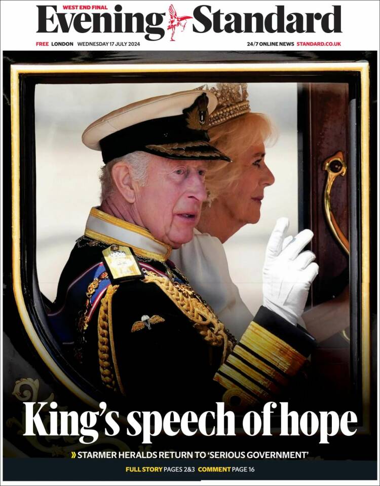 Portada de Evening Standard (Reino Unido)