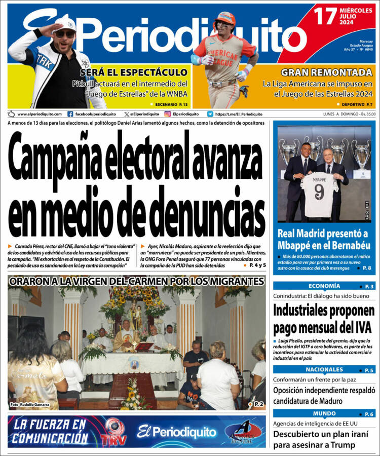 Portada de Periodiquito de Aragua (Venezuela)