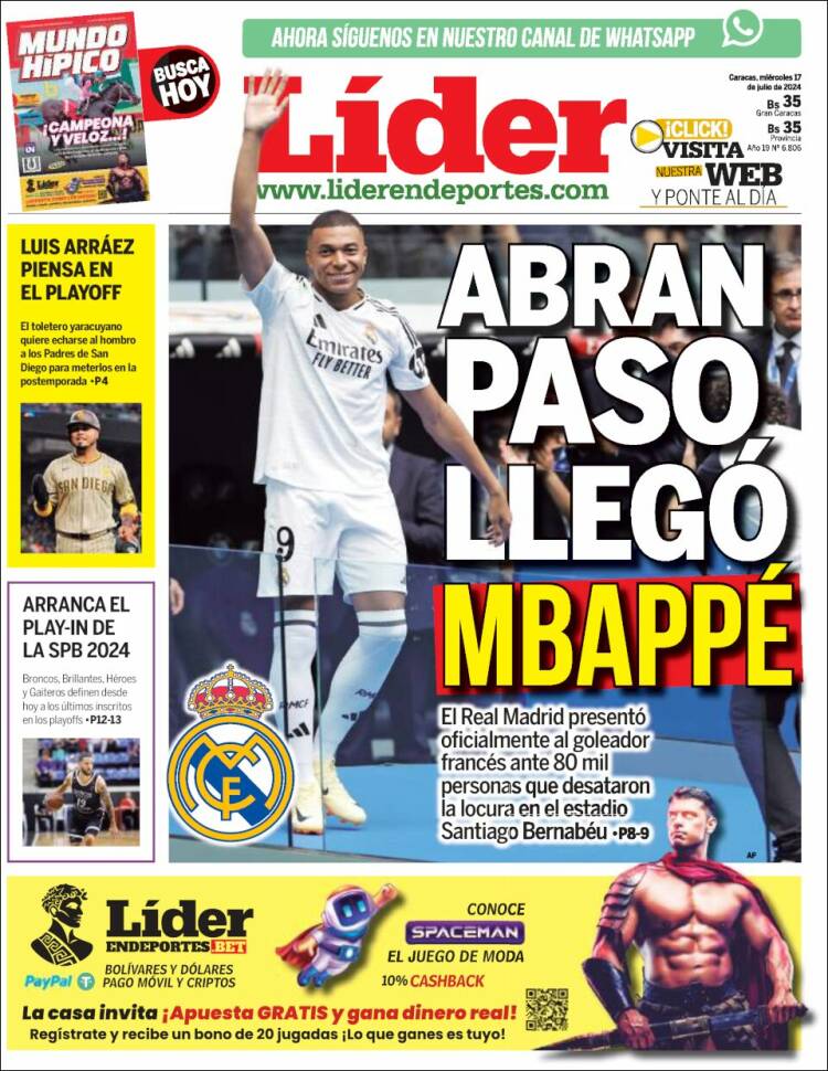 Portada de Lider en deportes (Venezuela)