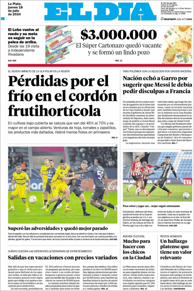 Portada de El Día de la Plata (Argentina)