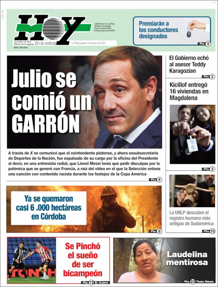 Portada de Diario Hoy (Argentina)