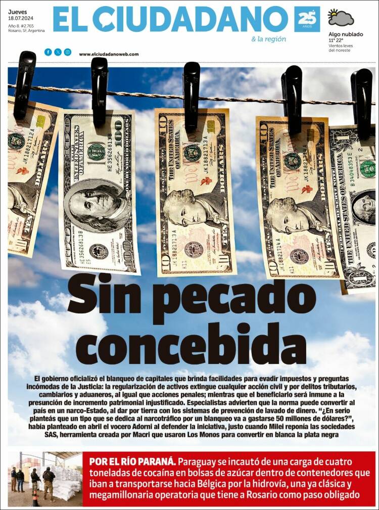 Portada de Diario El Ciudadano (Argentina)