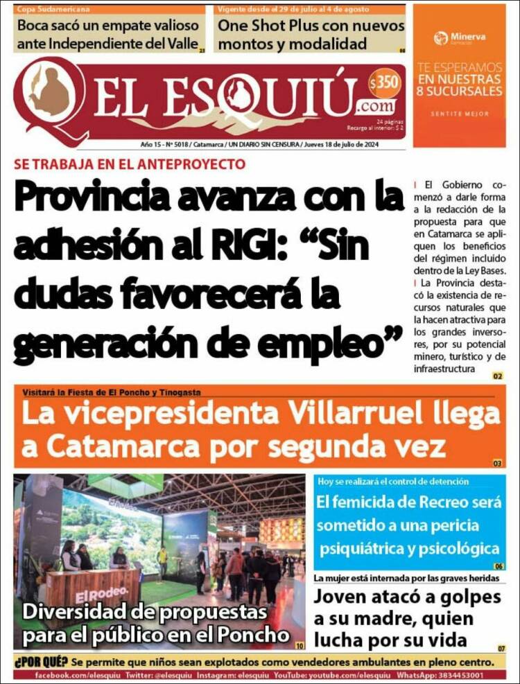 Portada de El Esquiu (Argentina)