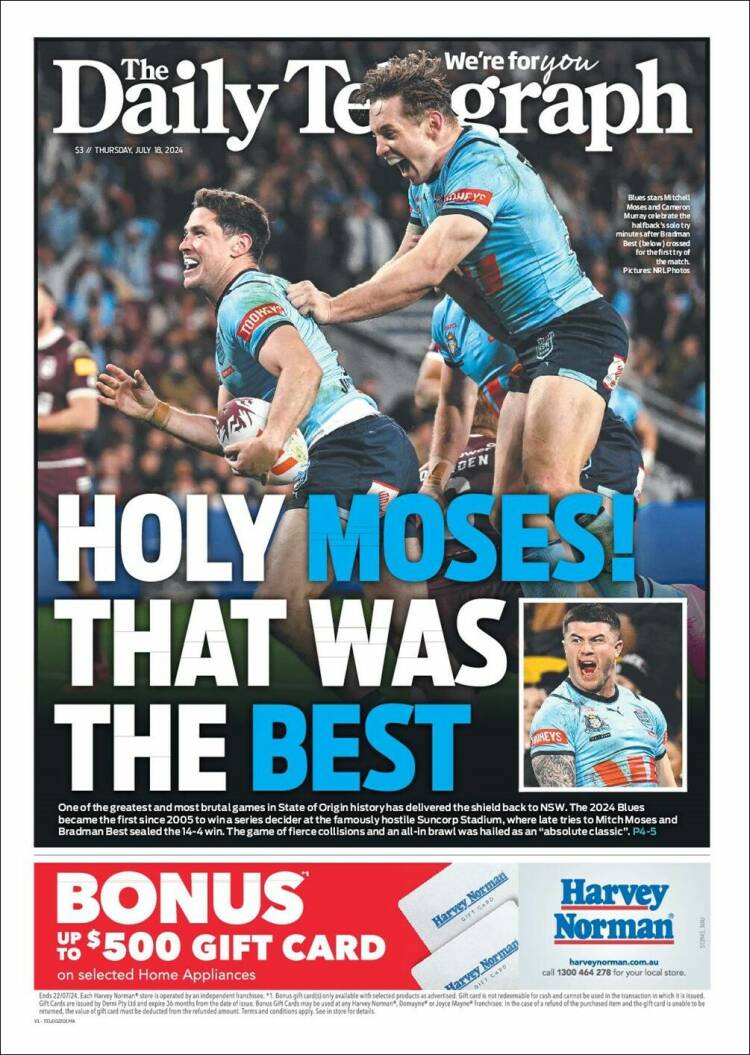 Portada de The Daily Telegraph (Australia)