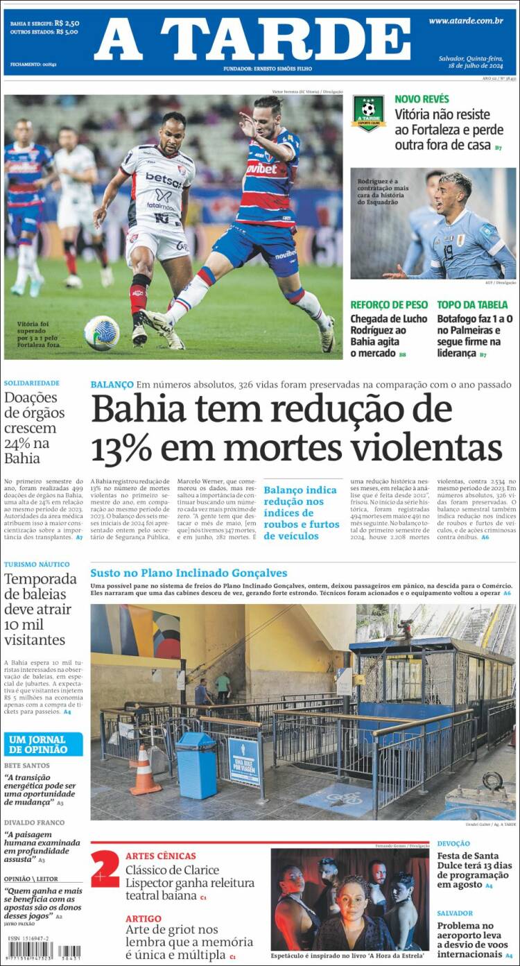 Portada de Diário A Tarde (Brasil)
