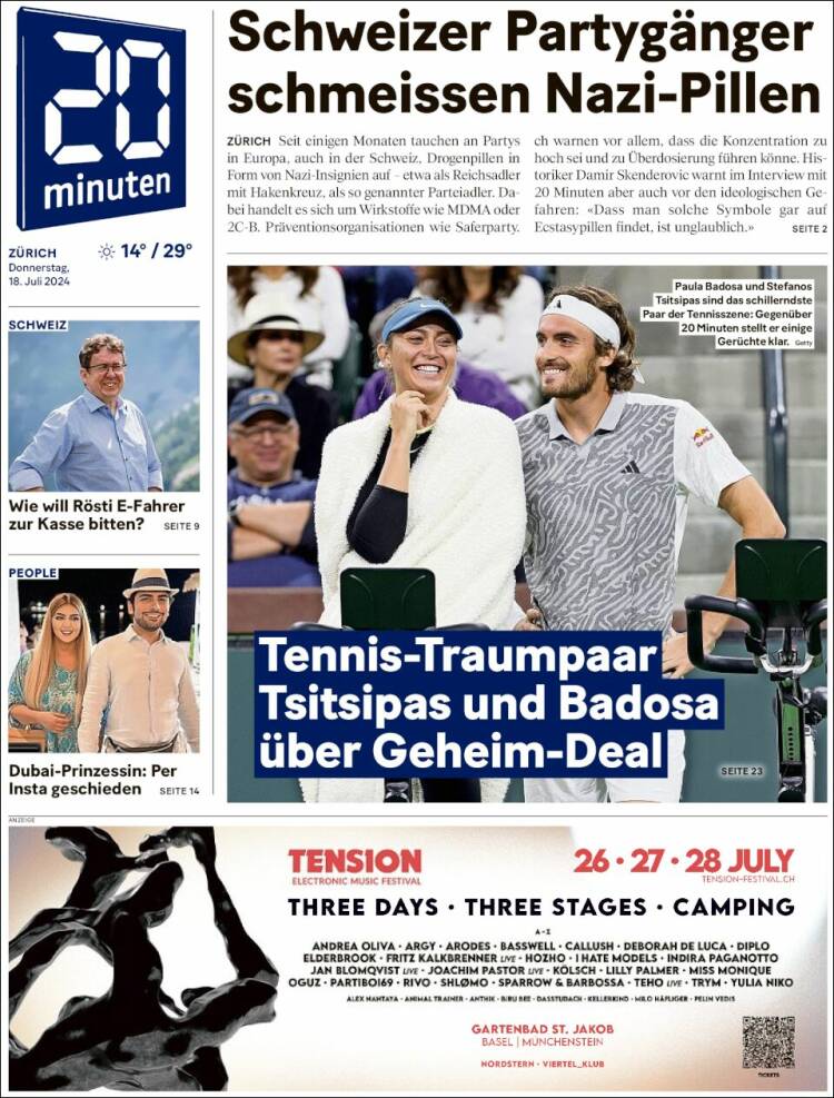 Portada de 20Minuten - Zürich (Suiza)