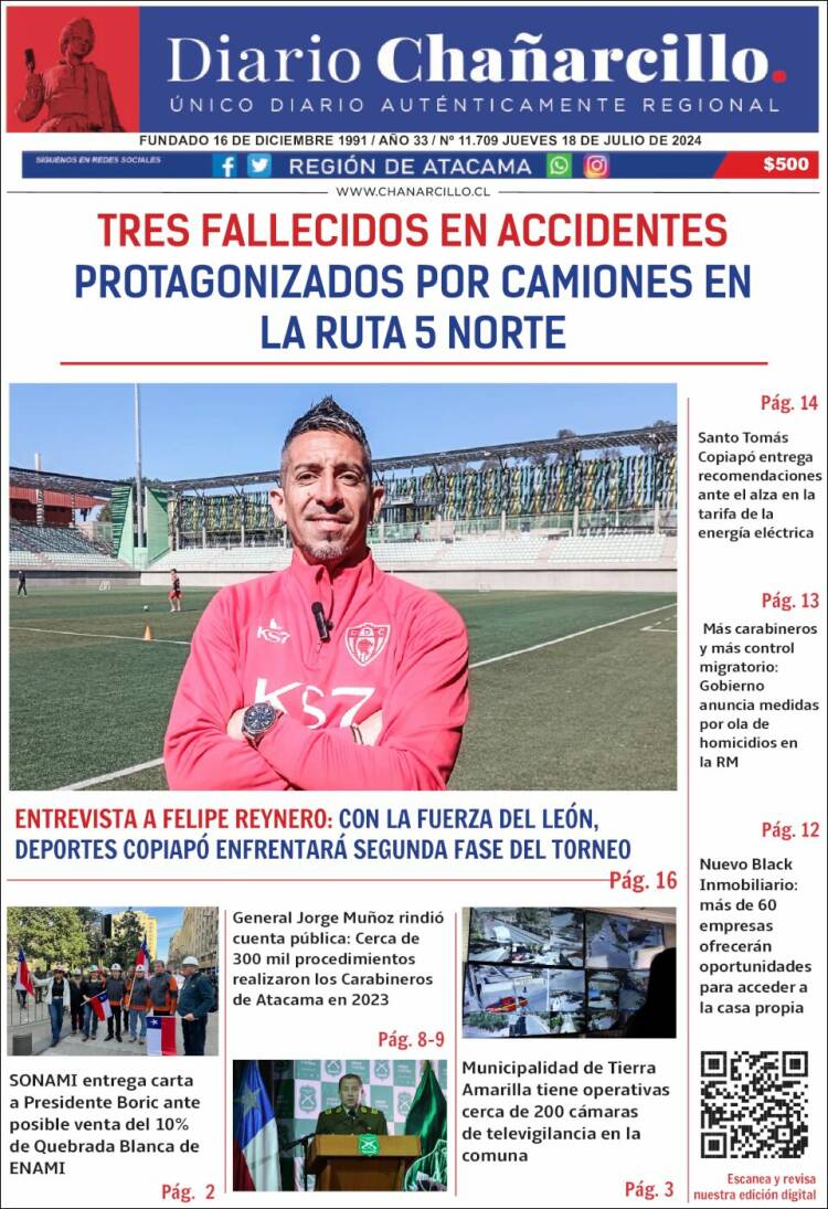 Portada de Diario Chañarcillo (Chile)