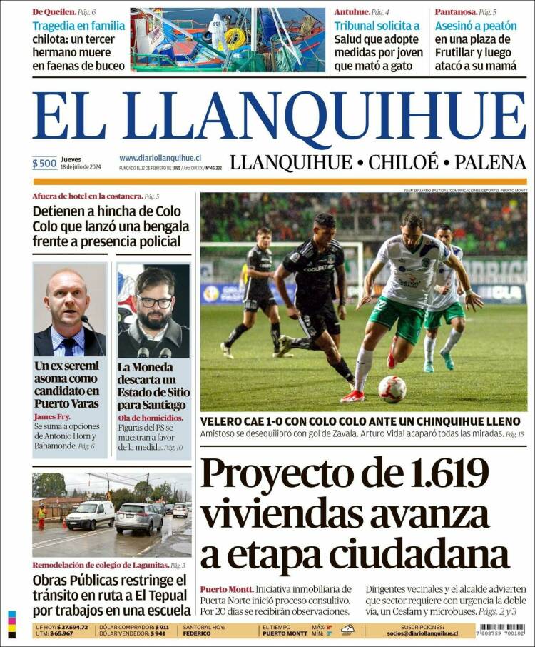 Portada de El Llanquihue (Chile)