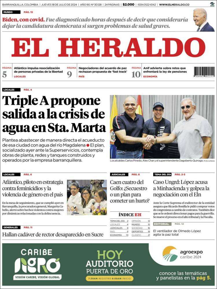 Portada de El Heraldo (Colombia)
