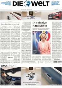 Portada de Die Welt (Alemania)