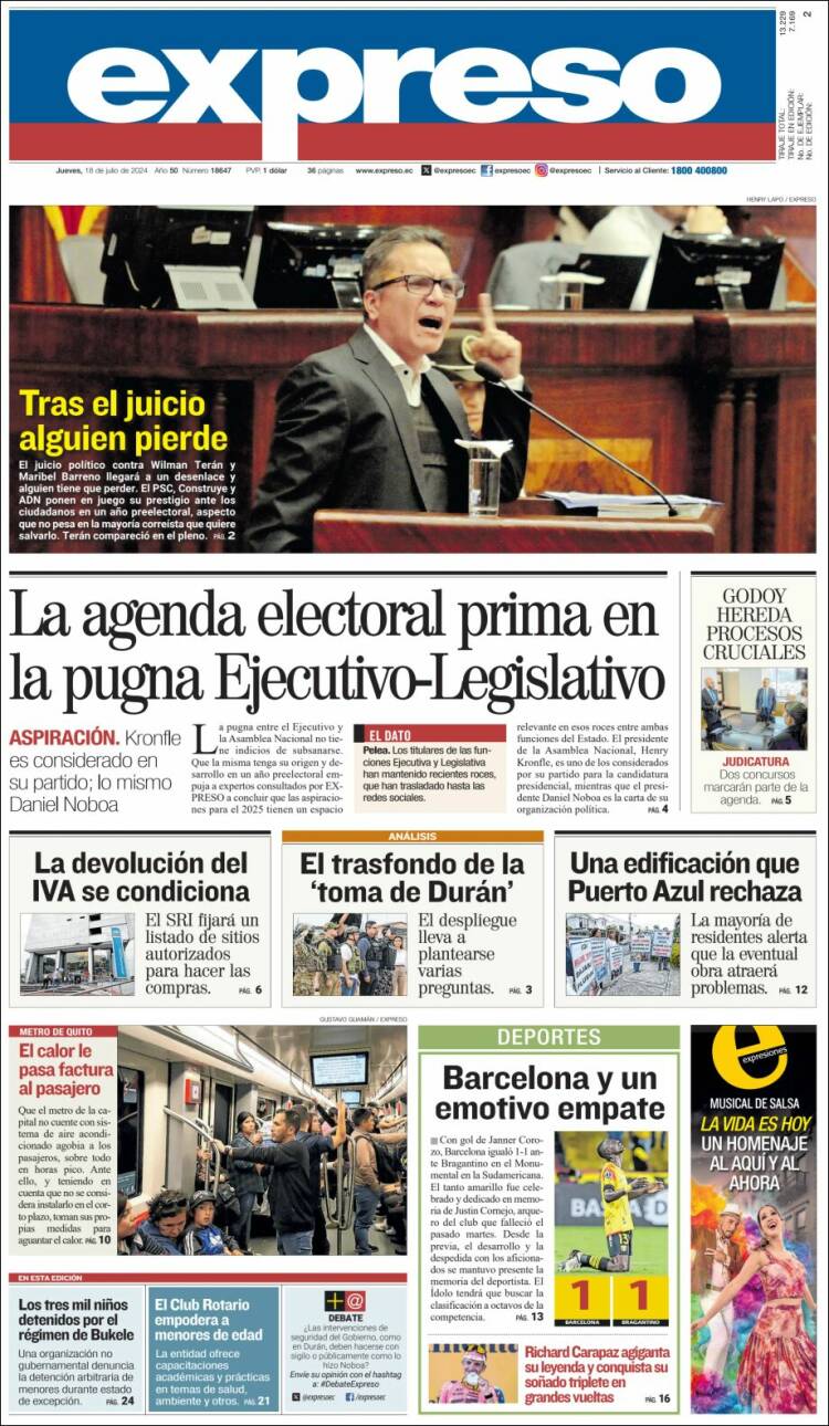 Portada de Expreso (Ecuador)
