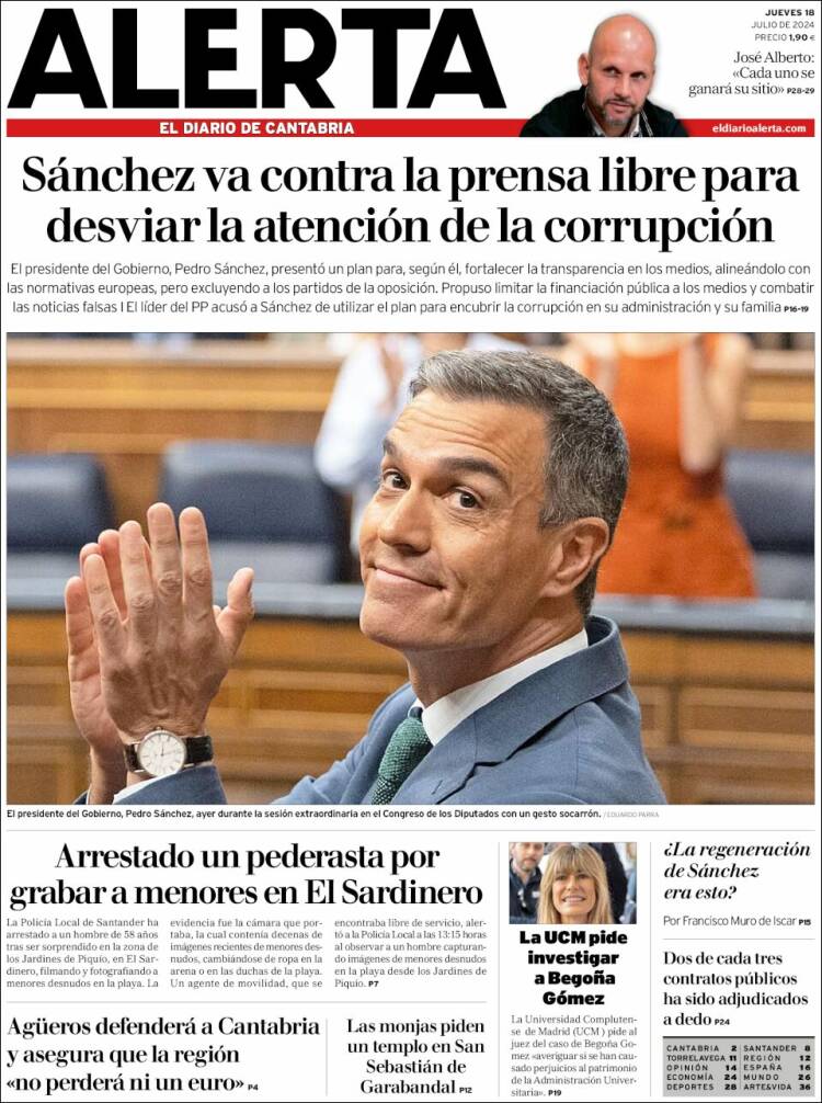 Portada de Alerta - El Diario de Cantabria (España)