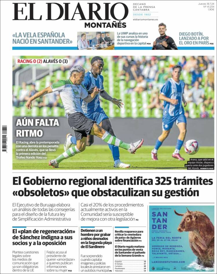 Portada de El Diario Montañés (España)