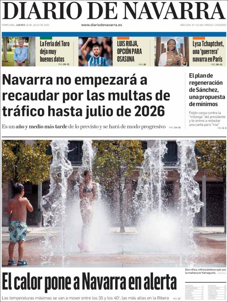 Portada de Diario de Navarra (España)