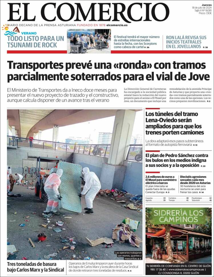 Portada de El Comercio - Gijón (España)