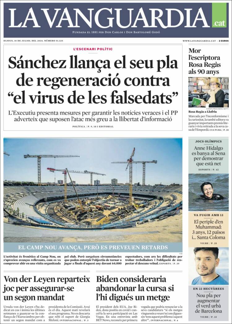 Portada de La Vanguardia (España)