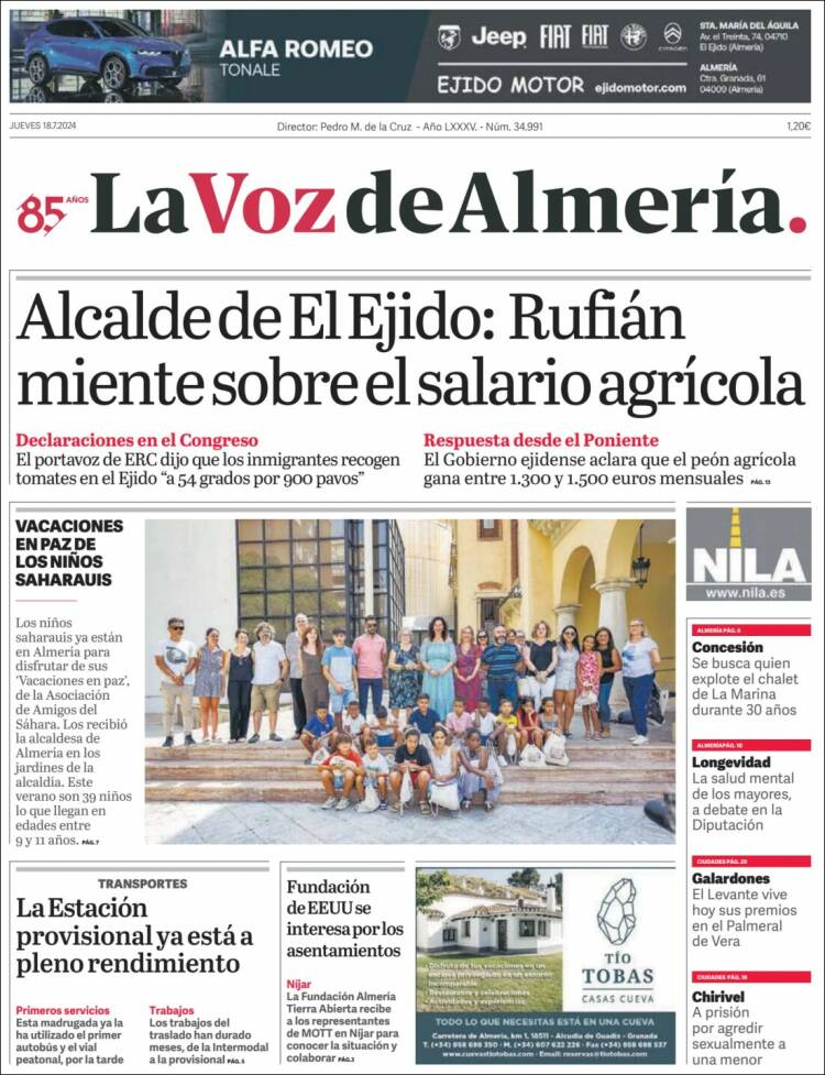 Periódico La Voz de Almería (España). Periódicos de España. Edición de ...