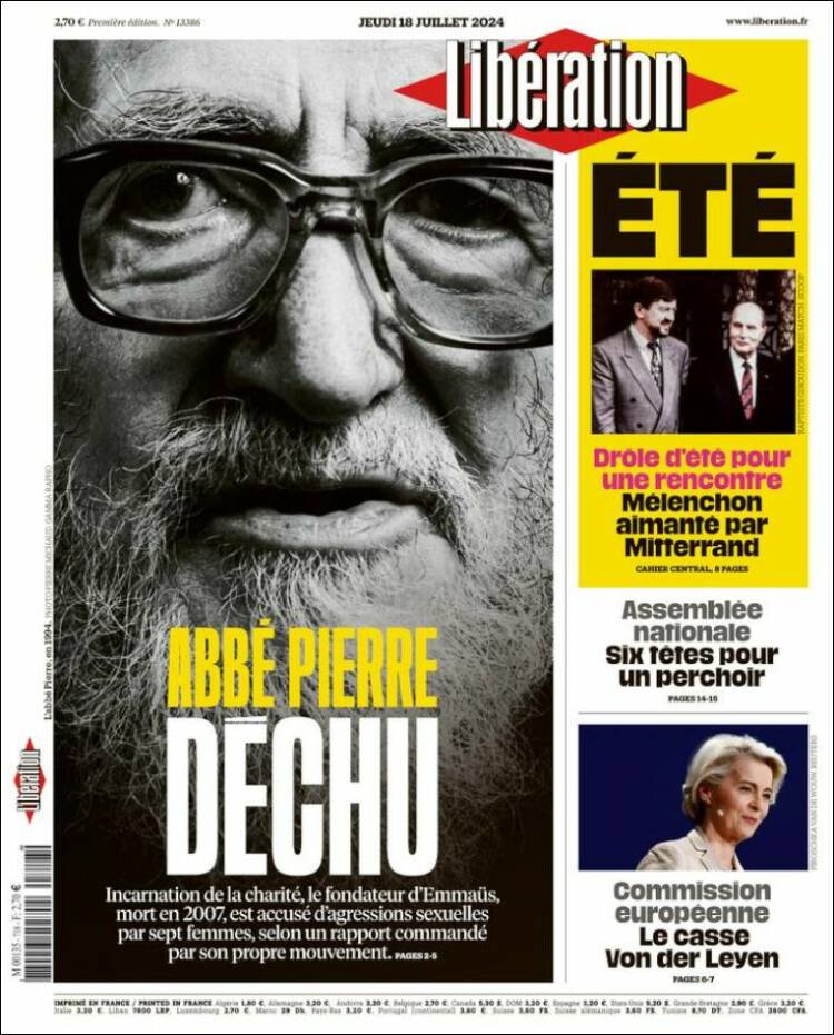 Portada de Libération (Francia)