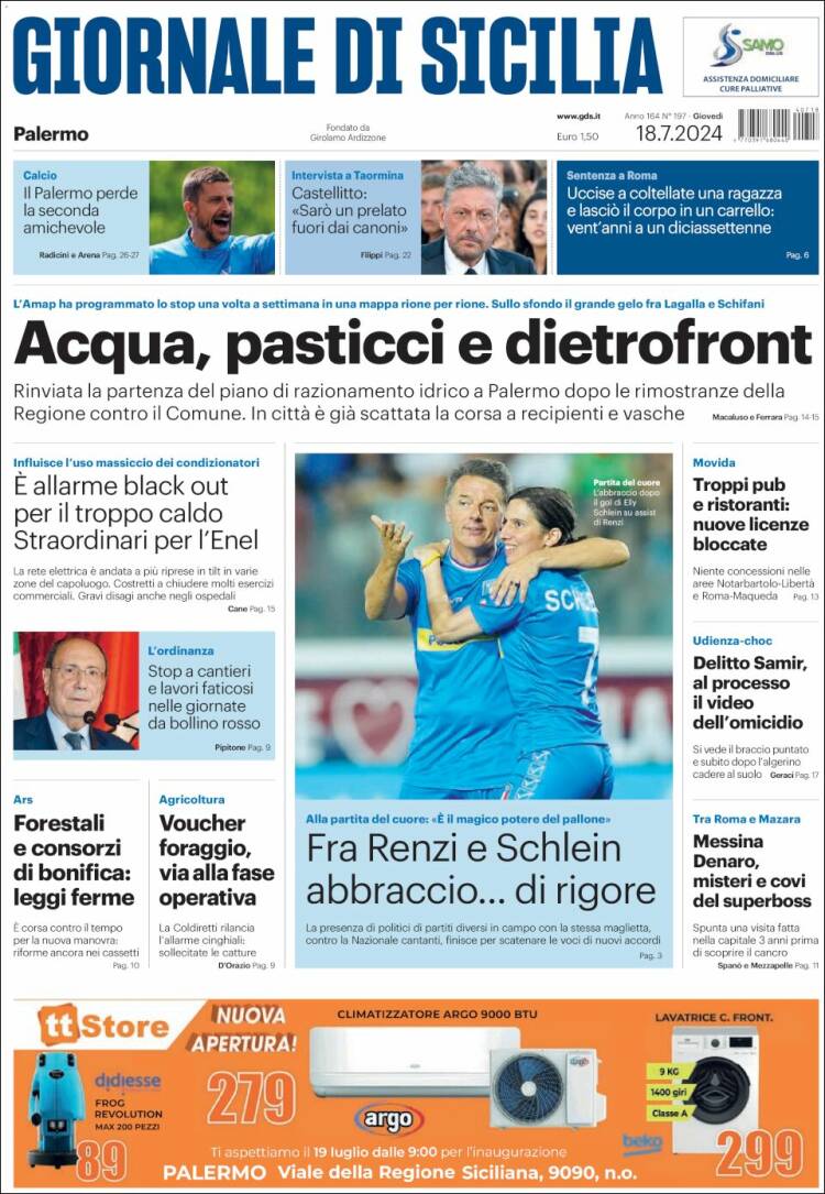 Portada de Giornale di Sicilia (Italia)
