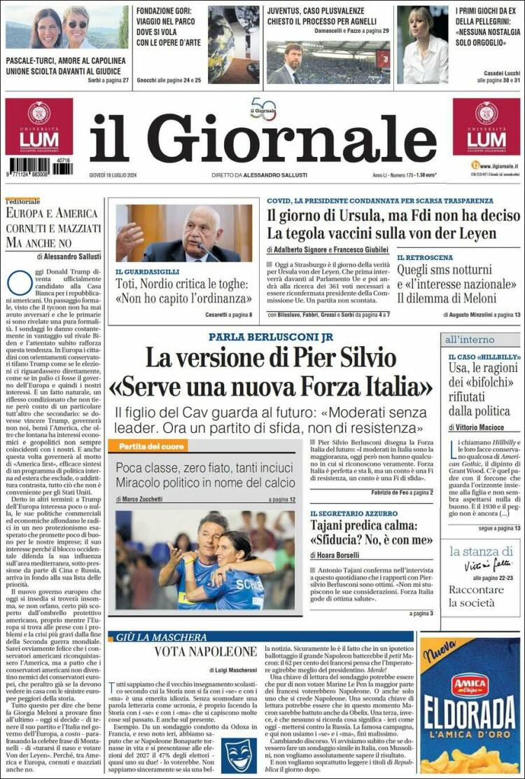 Portada de il Giornale (Italia)