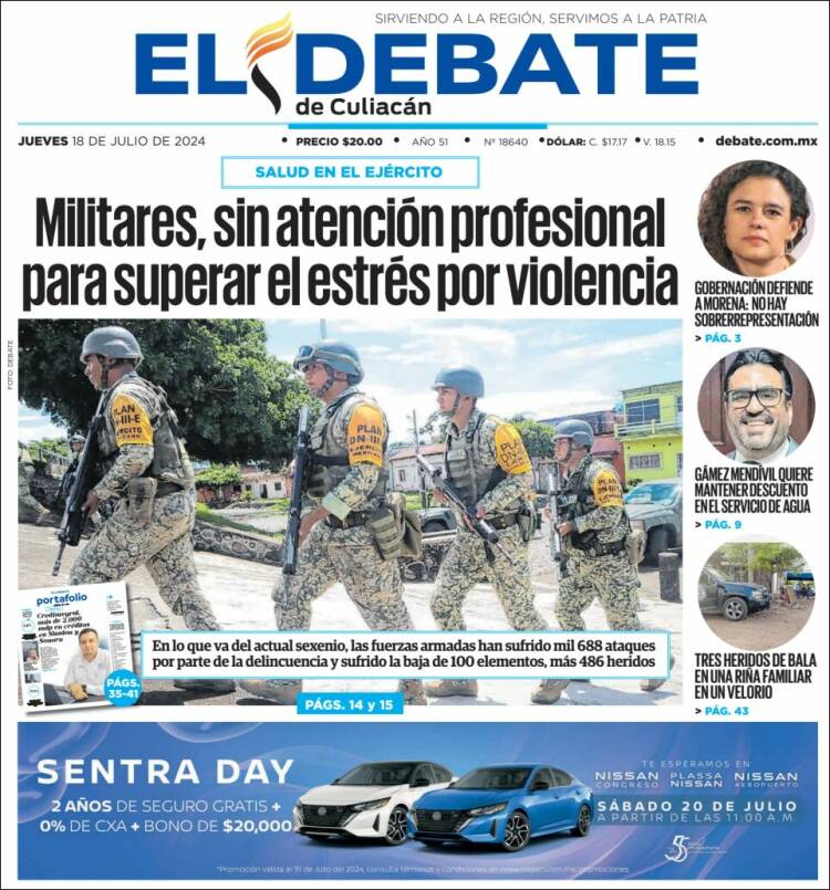 Portada de El Debate de Culiacán (M&eacute;xico)
