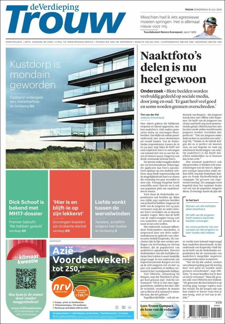 Portada de Trouw (Pa&iacute;ses Bajos)