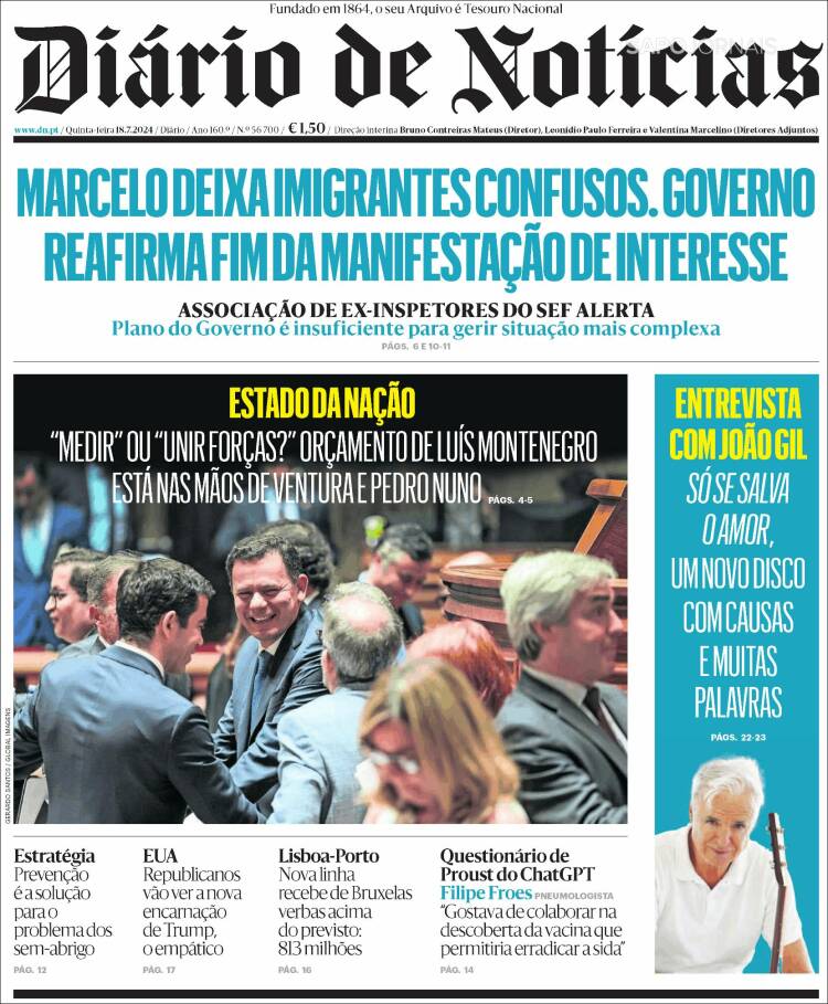 Portada de Diário de Noticias (Portugal)