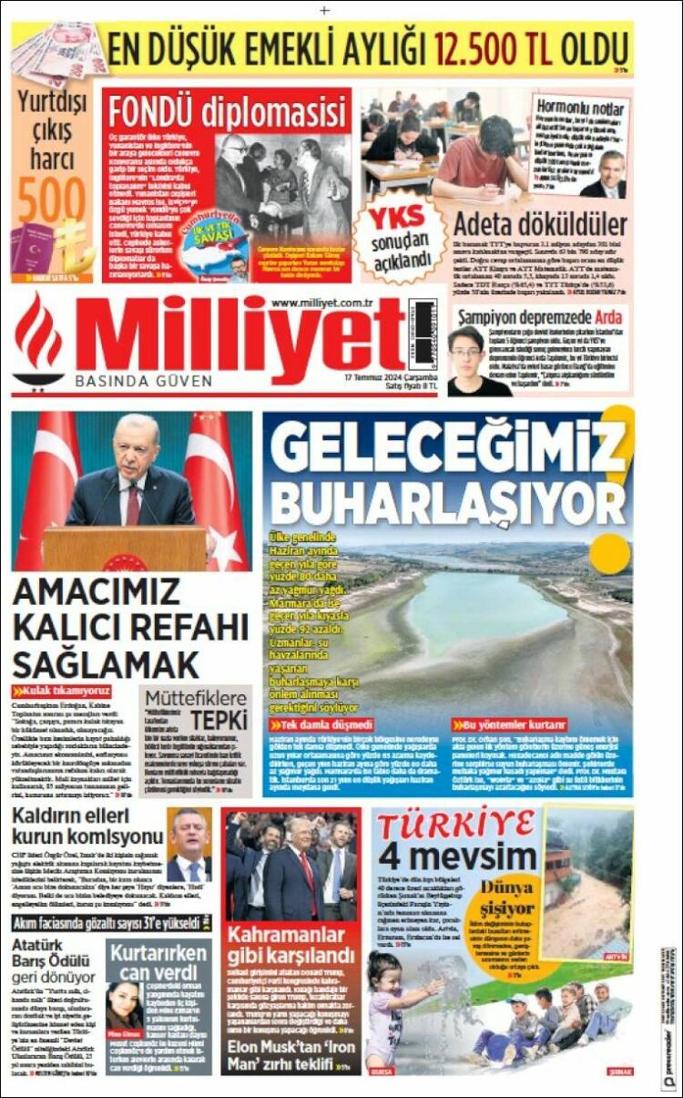 Portada de Milliyet (Turqu&iacute;a)
