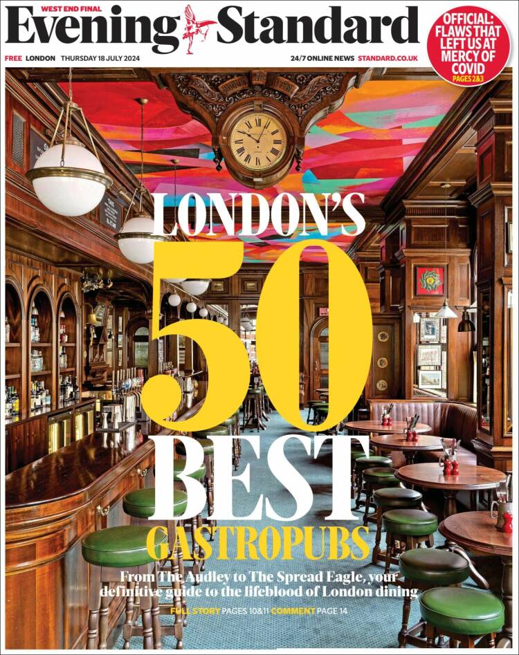 Portada de Evening Standard (Reino Unido)