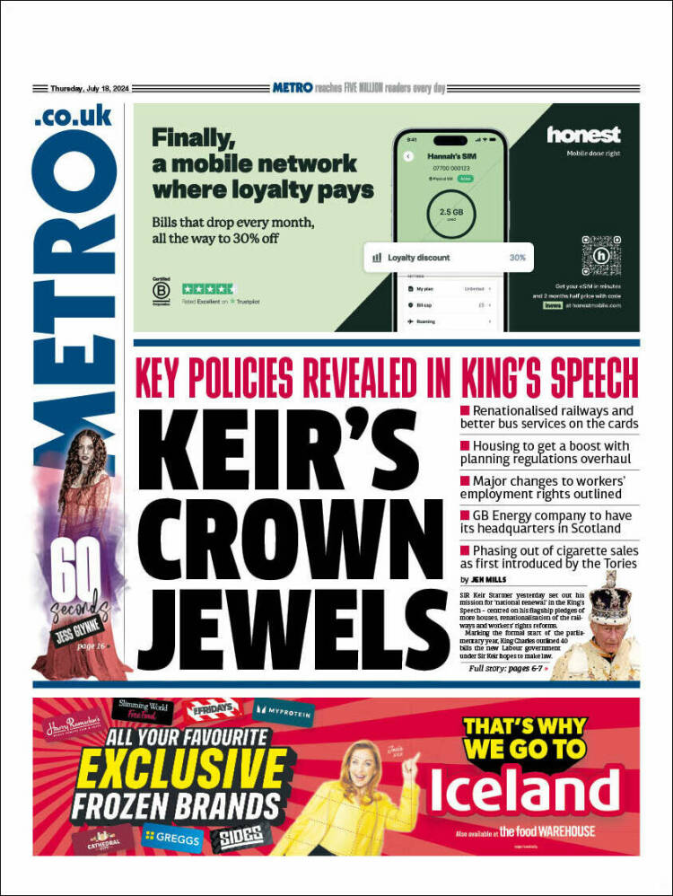 Portada de Metro (Reino Unido)