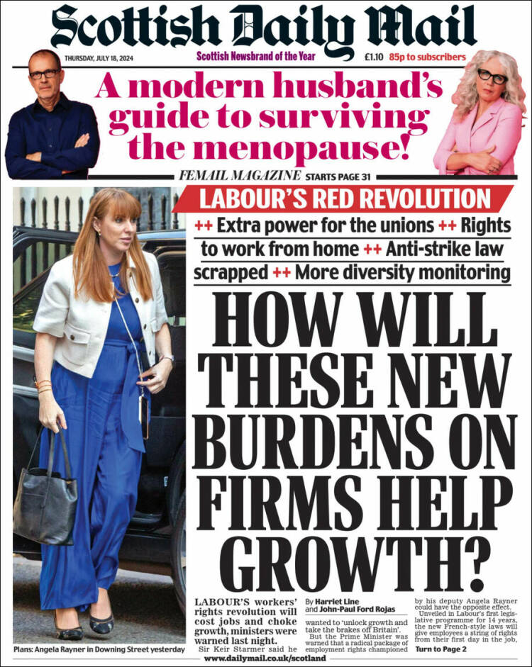 Portada de Scottish Daily Mail (Reino Unido)