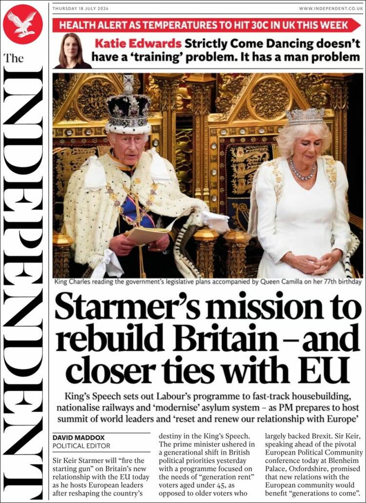 Portada de The Independent (Reino Unido)
