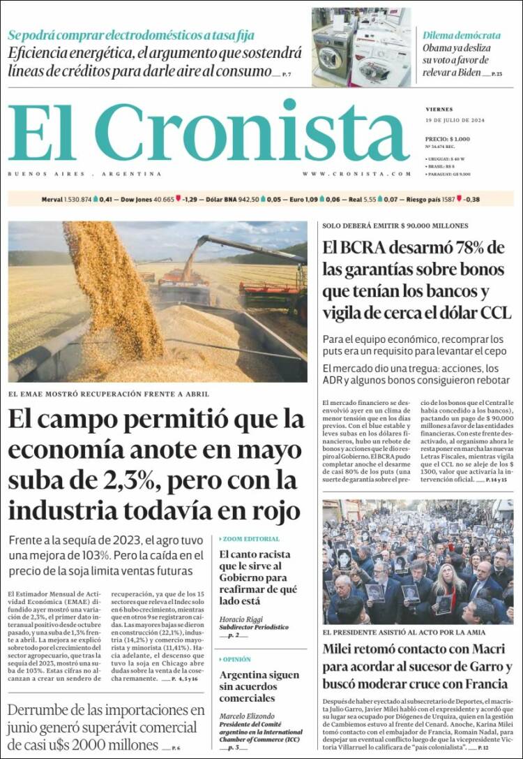 Portada de El Cronista Comercial (Argentina)