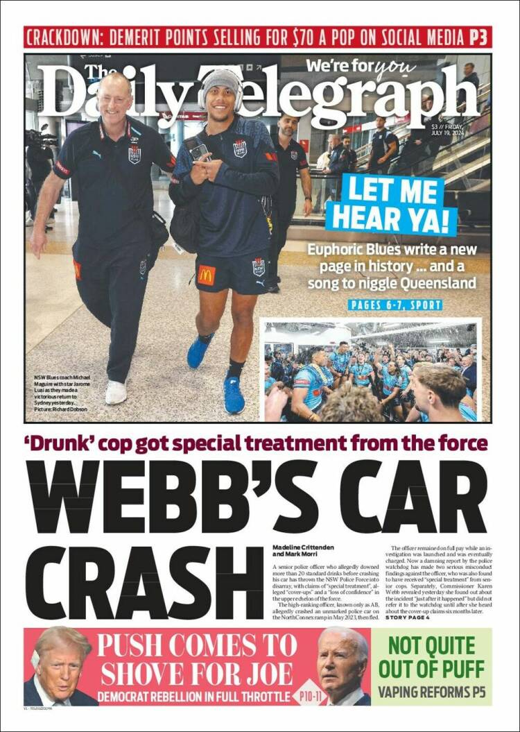 Portada de The Daily Telegraph (Australia)