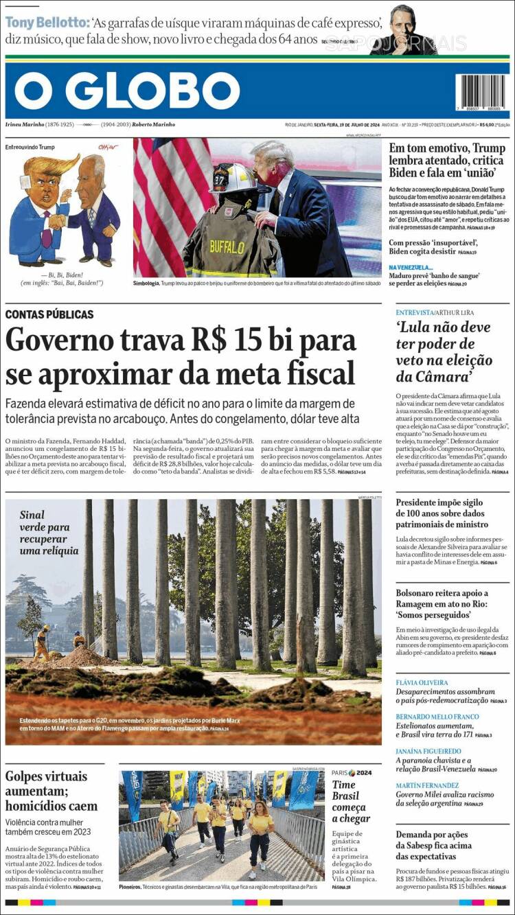 Portada de O Globo (Brasil)
