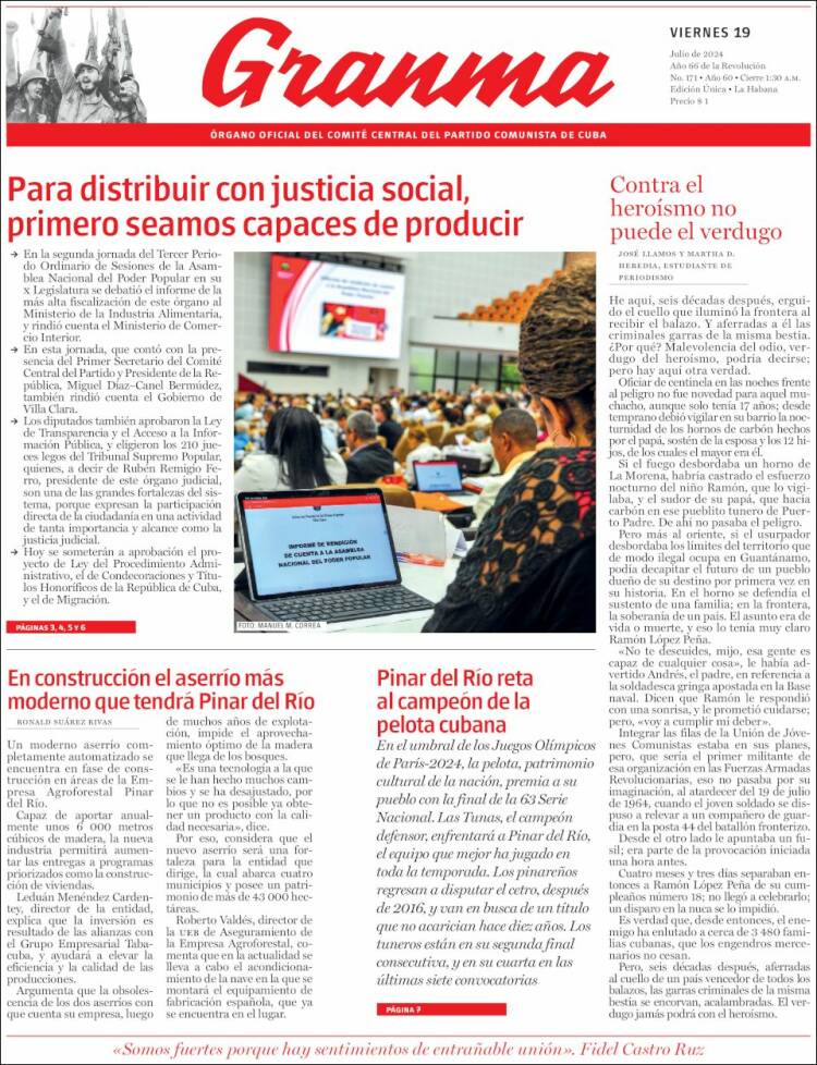 Portada de Granma (Cuba)