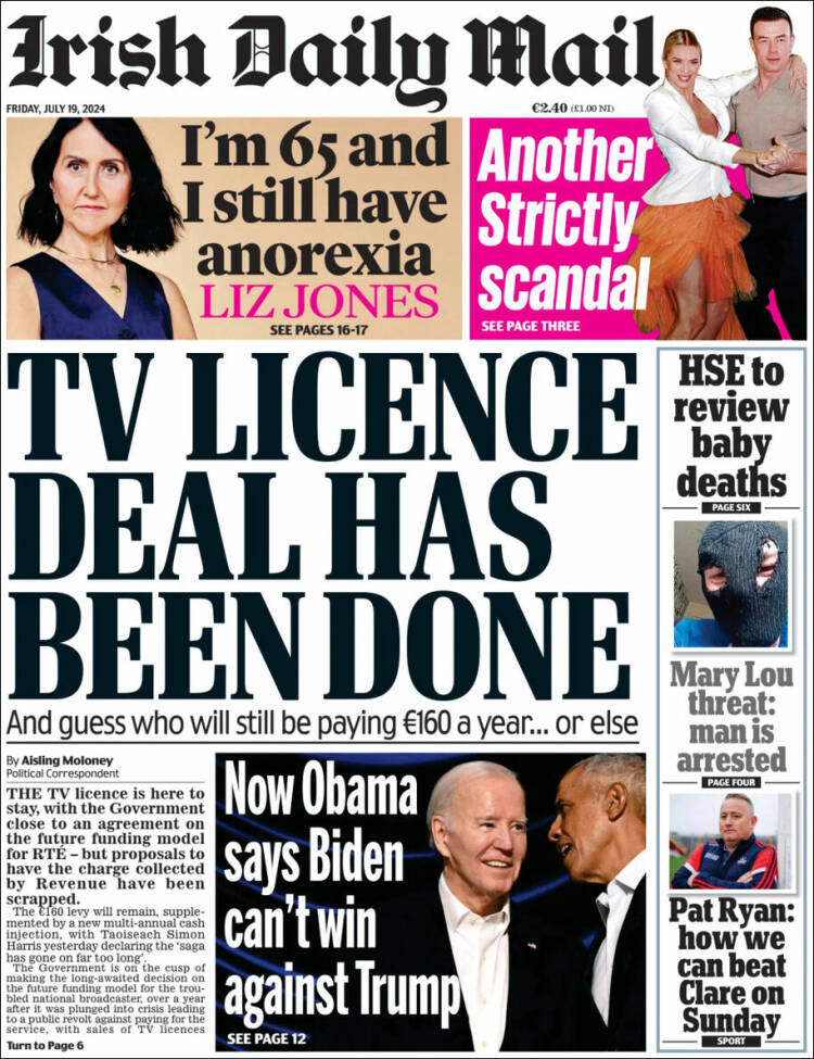 Portada de Irish Daily Mail (Irlanda)