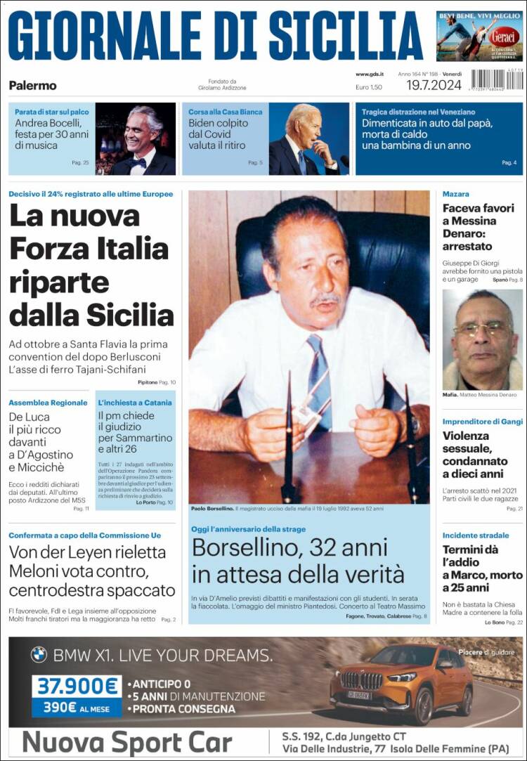 Portada de Giornale di Sicilia (Italia)