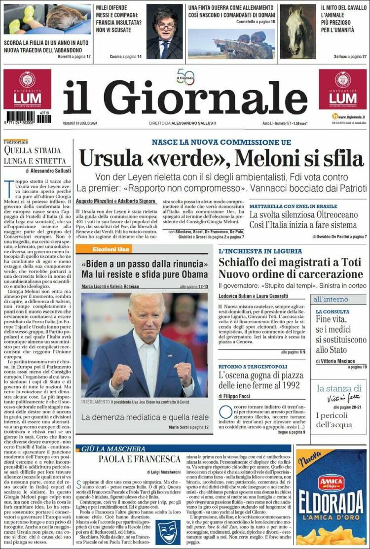 Portada de il Giornale (Italia)