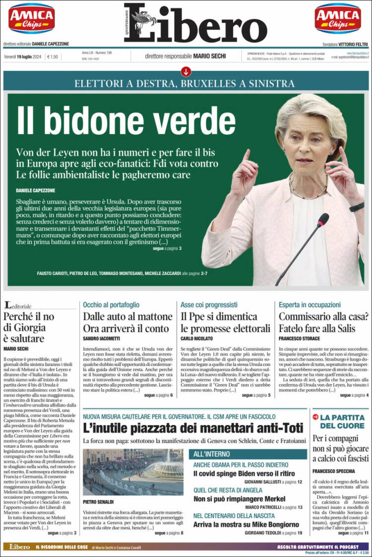 Portada de Libero (Italia)